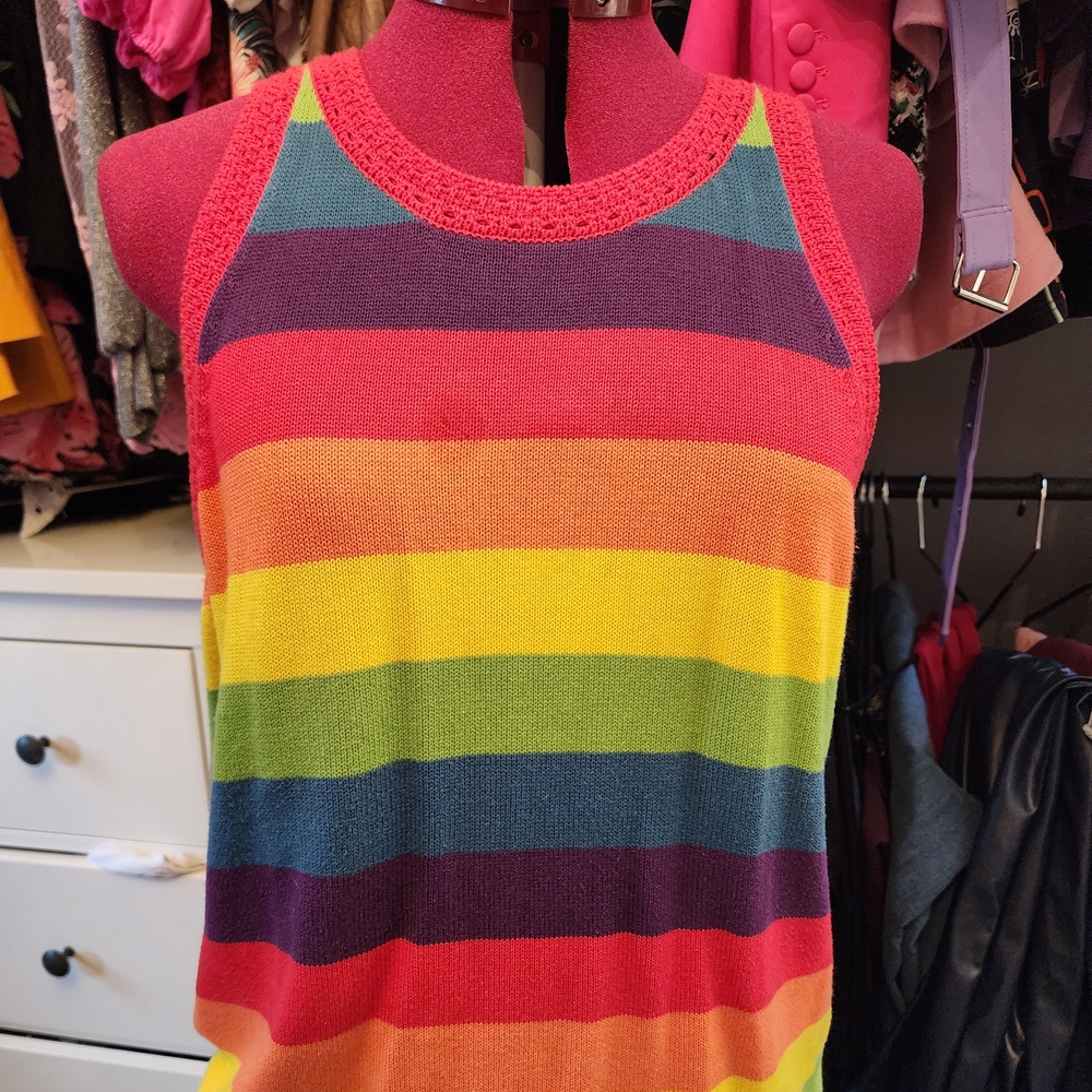 Torrid Rainbow Striped Knit Tank Top